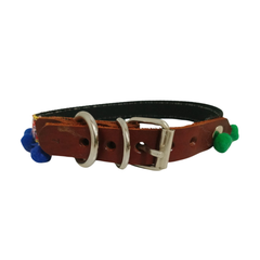 COLLAR PIEL NATURAL HUICHOL 2 CM