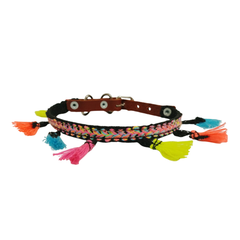 COLLAR PIEL NATURAL HUICHOL 1 CM