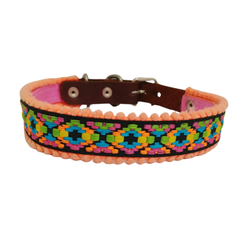 COLLAR PIEL NATURAL HUICHOL 3 CM